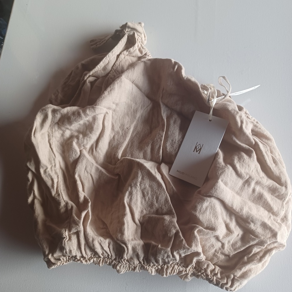 Milio Milano Cashmere Beige Linen Bloomers Puffy Shorts XS NWT 155015 - Picture 4 of 5